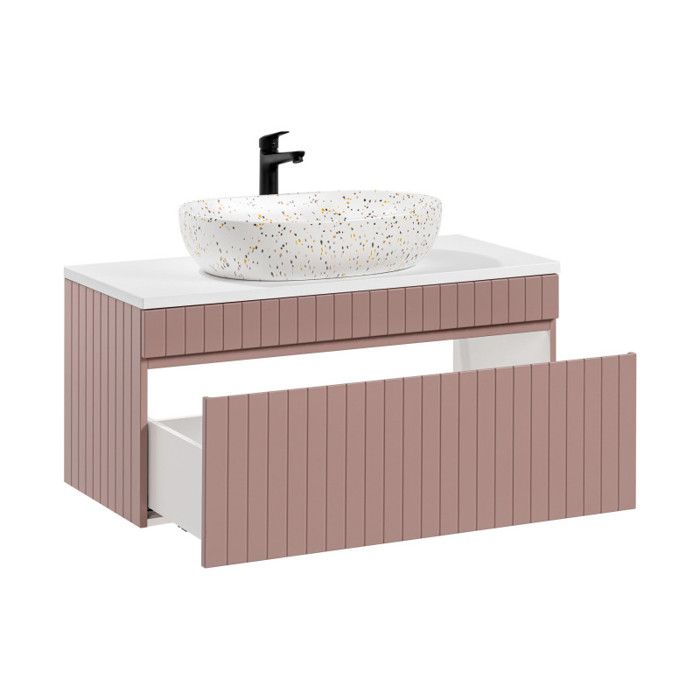 Ensemble Meuble Vasque à Poser + Plateau - 100 Cm - Emblematic White