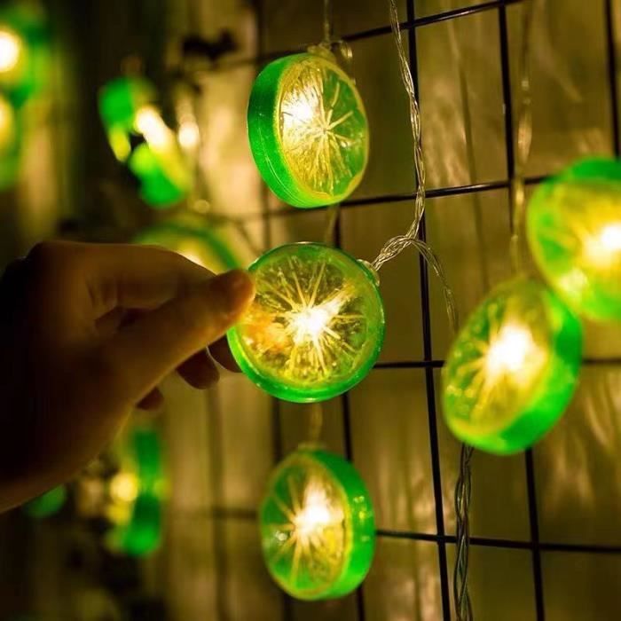 trois couleurs Guirlande lumineuse clignotante à 10 LED, 1.5m, en forme de  Fruit ou de citron, alimentée par