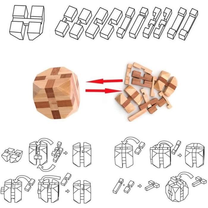 Holzsammlung – Lot De 9 Casse-tête 3D En Bois, Puzzles IQ à Démonter Et Remonter, 4,5 Cm, Idéal Pour Enfants Et Adultes, Cadeau Réflexion