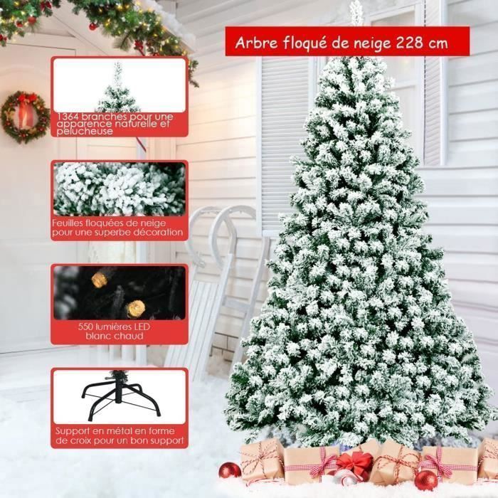 Sapin De Noël Artificiel 225 Cm - 1346 Branches PVC, Système Parapluie, Pied Stable, Sans Décoration
