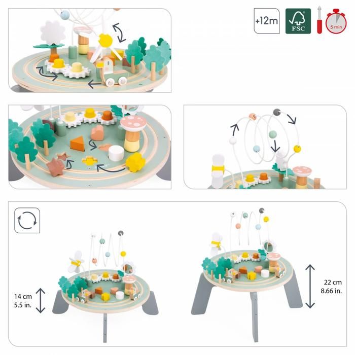 Table Musicale 12-en-1 Classic Cantabile – Instruments En Bois Pour Bébé Dès 1 An – Tambours, Carillon, Maracas – Jouet Montessori éducatif