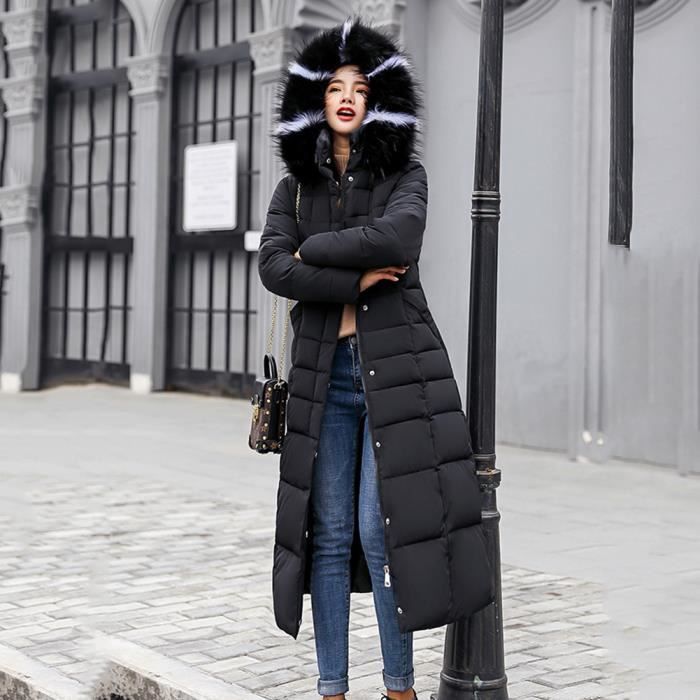 Manteau hiver pour femme tendance avec capuche fourrure