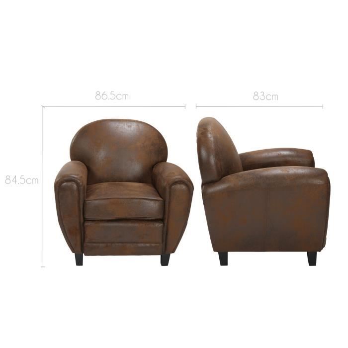 Fauteuil de salon marron clair, revêtement en cuir véritable - style