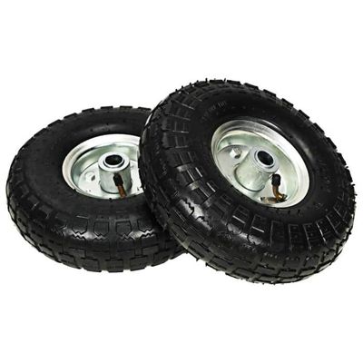 Roues Caoutchouc Sans Air 4 Roues Chariot Relaxdays - Caoutchouc PU, 4.10/3.50-4, Jusqu'à 150 Kg, Noir-Rouge Roues Polyuréthane