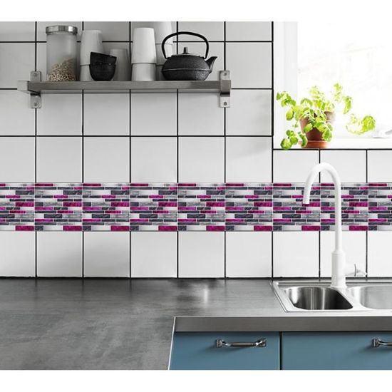 Carrelage Adhésif Art3d Bleu Marbre - 10 Feuilles 30x30cm - Pour Crédence Cuisine, Salle De Bain - Résistant à L'humidité - Pose Facile Peel And Stick