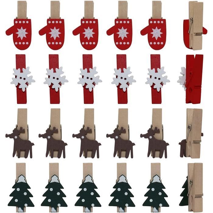 10 pièces - Assorti Modes Noël Dessin Animé En Bois Clips Coloré Pinces À  Linge Avec Ficelle Pour Décoration, Mode en ligne