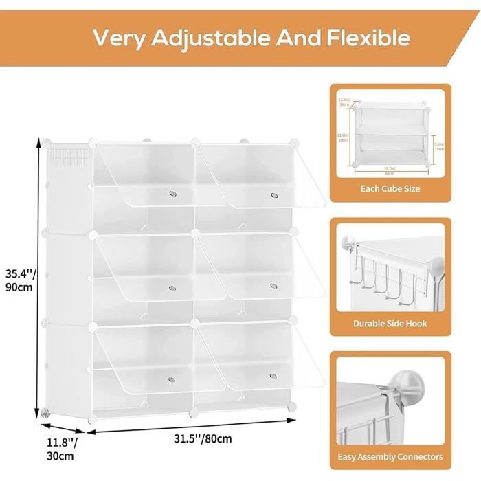 Meuble Chaussures, Rangement Chaussures Jusqu'À 24 Paires, 2 X 6