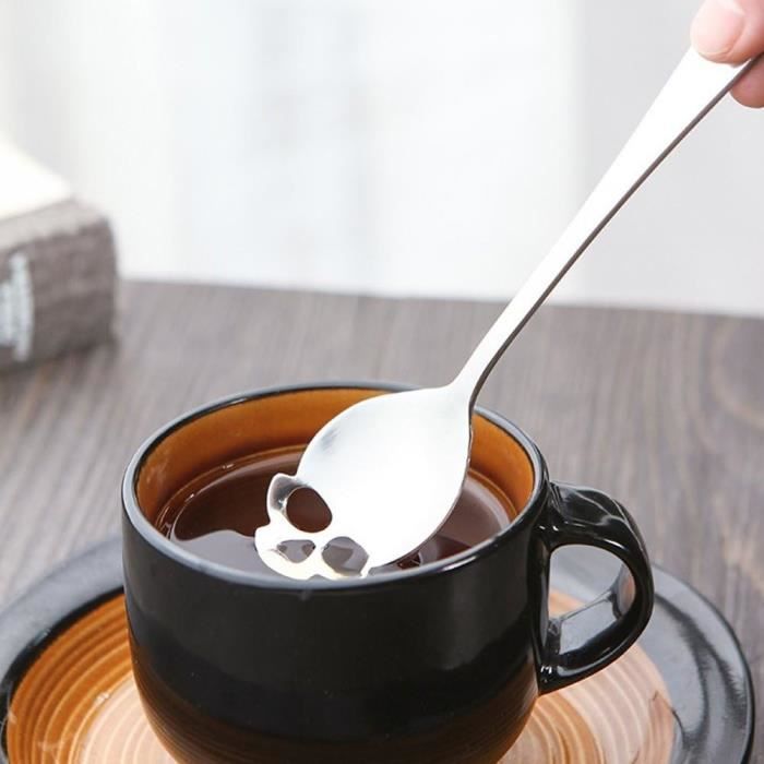 Lot De 6 Cuillères à Sucre Tête De Mort En Acier Inoxydable 304 - Design Gothique Et Fun