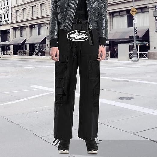 Pantalon Homme New Vintage Pantalon Cargo Lache Streetwear Mode Multi Poche Pantalon Droit Hip Hop Workwear Taille Haute