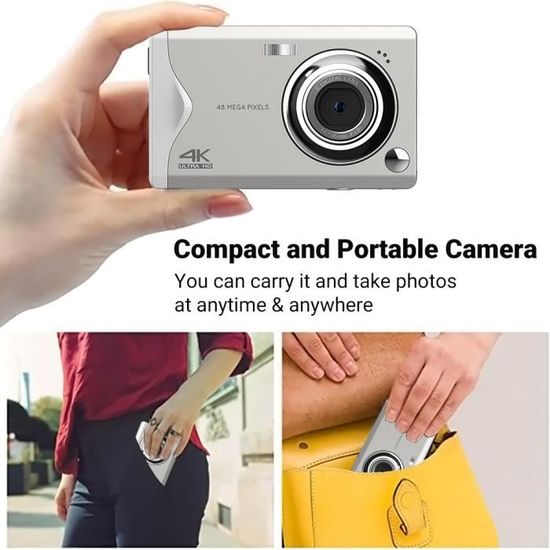 Appareil Photo Numérique 4K 48MP Avec Écran 3,2 Pouces – Zoom 16X, Micro Externe Et Compatible Trépied – Idéal Pour Vlogging
