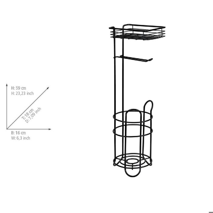 Porte-papier Toilette Wenko Bambusa Bambou Avec Tiroir - Noir - Neuf