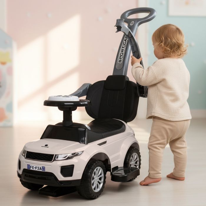Porteur enfants - AIYAPLAY - robot thème, pédales, poignée parentale, lumières, musique, klaxon - PP - 89 x 44,5 x 84 cm - blanc - Jeux - Jouets