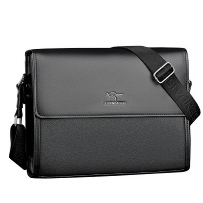 sac Sacoche bandoulière homme cuir Porte-documents Sac d'affaires -Noir