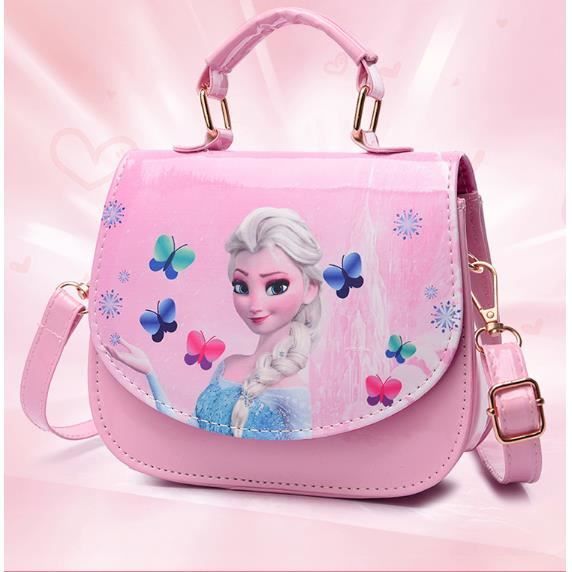 Sac à main bandoulière petite fille blanc cassé et rose à fleurs