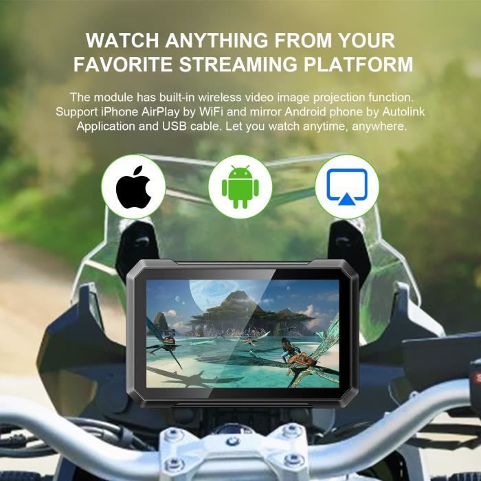 GPS Moto Carplay portable 7 pouces sans fil Apple Carplay