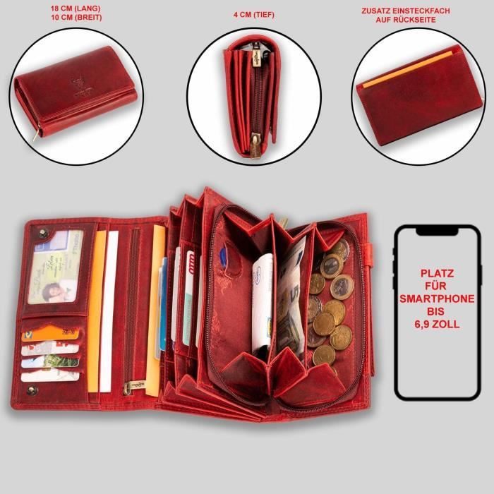 MATADOR 10228 Portefeuille en cuir veritable pour femme RFID Protection portefeuille XXL Plusieurs compartiments pour cartes S421 Cdiscount Bagagerie Maroquinerie