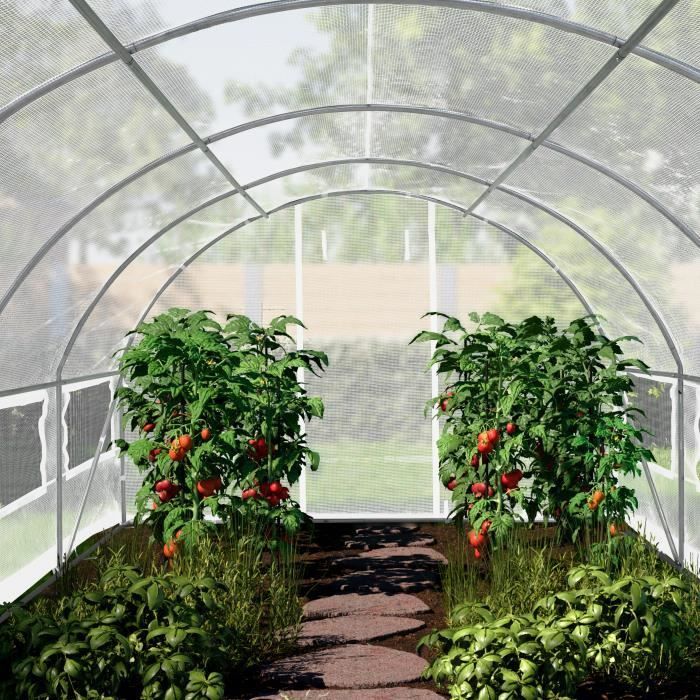 Serre Tunnel De Jardin 3m - Cadre En Fil D'Acier Et Bâche PE - Protection Des Plantes Contre Froid Et Soleil