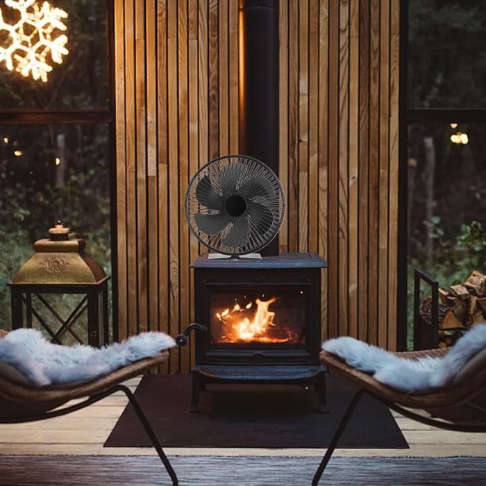 Ventilateur de cheminée pour poêle à bois à 6 lames, ventilateur