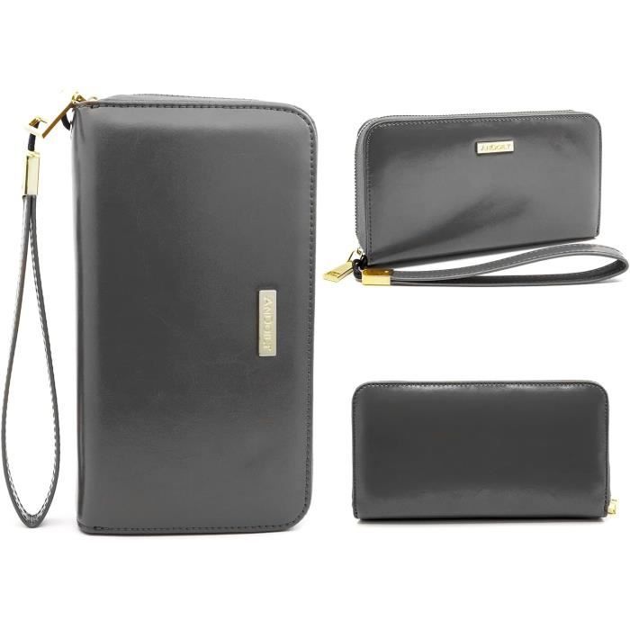 Portefeuille En Cuir Véritable Pour Homme Avec Protection RFID – Grand Format Pliable Et Noir
