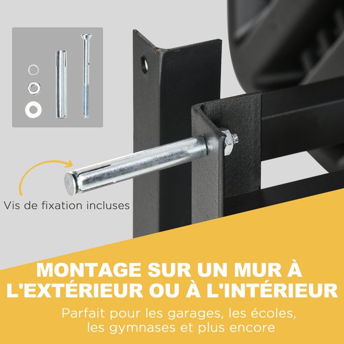 Panier De Basket Mural - Structure Acier - Accessoires Montage Inclus - Noir - Panier de basket