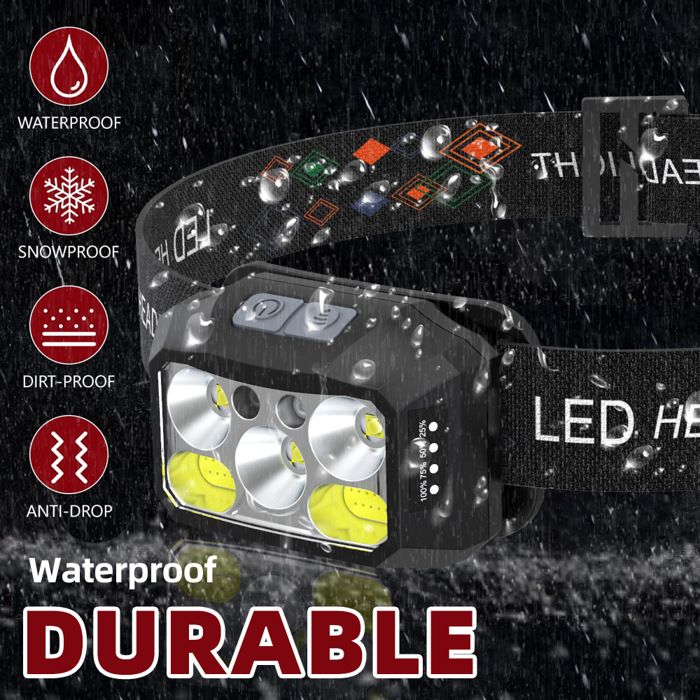 Lampe frontale à induction, puissante, idéale pour la pêche nocturne, avec chargement spécial