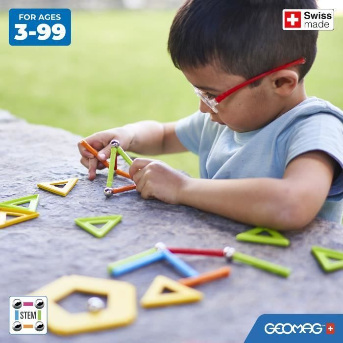 Geomag Glitter 60 Pièces – Jeu De Construction Magnétique à Paillettes – Dès 3 Ans – Fabriqué En Suisse