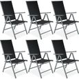 TECTAKE Lot de 6 chaises de jardin pliantes MARILENA Pliable Dossier réglable en 7 positions - Noir/Anthracite-0