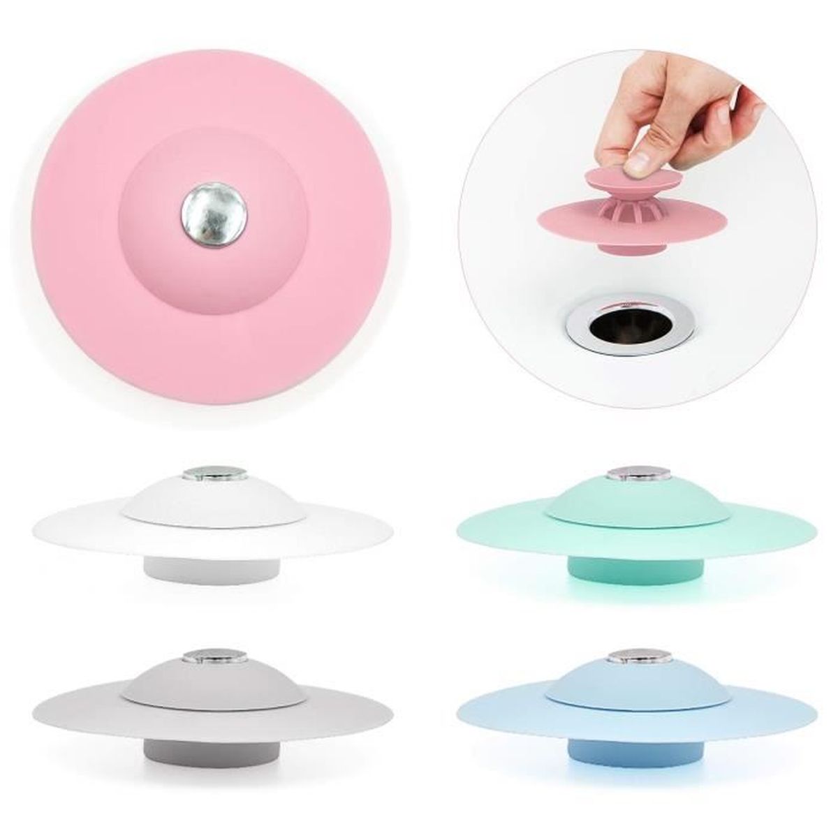 Nface Silicone Baignoire Butee Bouchon Bouchon De Bain En Caoutchouc Evier De Vidange Bouche Daspiration Pour Cuisines Salles De Bains Blanchisseries Bleu Grilles Accessoires De Baignoire