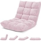 Fauteuil Convertible 1 Place - RELAX4LIFE - Réglable en 14 Angles - Fauteuil Paresseux Rembourré - Charge 120KG - Rose Pâle