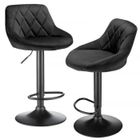 MIPAN Tabouret de Bar Lot de 2 en Velours, tabourets de Cuisine Hauteur réglable noir