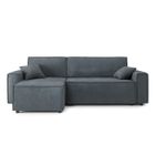 Canapé d'angle convertible MIRA en velours gris souris 4 places - Réversible - Coffre de rangement - BAÏTA