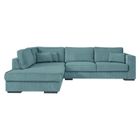 Canapé d'angle gauche BELAMI XXL 6 places en velours côtelé - Bleu clair - L303 x P228 x H86cm - LOUNGITUDE