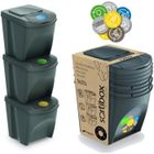 PROSPERPLAST Conteneurs Mixtes Tri sélectif avec 3x25L compartiments gris