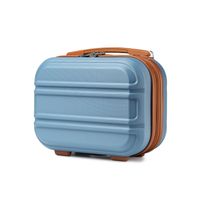 Kono Vanity Case Rigide ABS Léger Portable 28x15x21cm Trousse de Toilette pour Voyage, Bleu/Brun