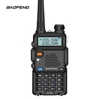 Baofeng UV-5R Talkie-walkie FM radio VHF/UHF avec double bande, affichage, veille et horloge intégrée (Casque ajouté, Noir)
