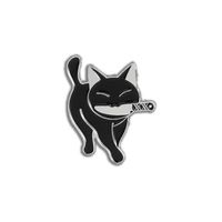 Pin's chat noir et couteau, se promenant - Animaux - Belle qualité de finition - Epingle - Broche - Badge - PINS ANIMAUX Noir