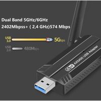 eppfun WF06E Clé WiFi 6 Adaptateur pour PC/Laptop/Desktop,2402Mbps USB3.0 2.4G/5Ghz/6Ghz/ WiFi Stick Dongle,Compatible avec Windo