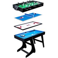 Table multi-jeux 4 en 1 - HAPPY GARDEN - Noir - Pour enfant - Baby-foot, billard, air-hockey, tennis de table