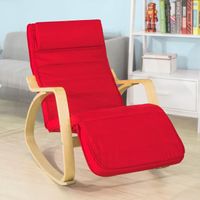 SoBuy® FST16-R Rocking Chair, Fauteuil à bascule avec repose-pieds réglable design, Fauteuil berçante, Fauteuil relax