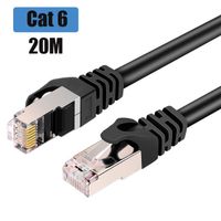 20M Câble Ethernet Cat6 Câble Réseau Plat RJ45 Haut Débit Blindé 1Gbps 250MHz Compatible avec Routeur Modem