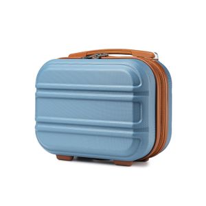 TROUSSE DE TOILETTE  Kono Vanity Case Rigide ABS Léger Portable 28x15x21cm Trousse de Toilette pour Voyage, Bleu/Brun