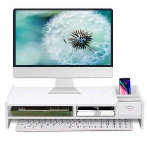 Blanc Flottant PC Moniteur Support Acrylique Bureau Ordinateur Portable  Ecran
