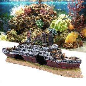 AQUARIUM Bateau aquarium décoration ornement Titanic perdu épave