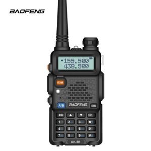 TALKIE-WALKIE Baofeng UV-5R Talkie-walkie FM radio VHF/UHF avec double bande, affichage, veille et horloge intégrée (Casque ajouté, Noir)