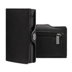 PORTE CARTE DAMILY® Porte Carte Bancaire - Portefeuille Homme et Porte-Cartes - Portefeuille Homme Cuir Anti Piratage - Noir