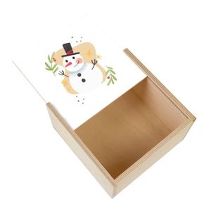 Boîte cadeau Boite Coffret en Bois - Bonhomme de Neige et Houx Magie de Noel Hiver Cadeau  (11 x 11 x 3,5 cm)