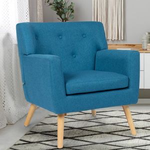 FAUTEUIL Fauteuil scandinave LIV en tissu bleu canard - IDM