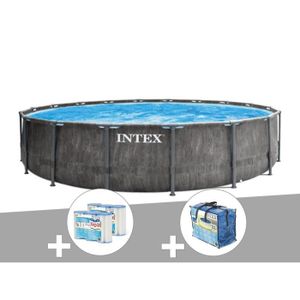 PISCINE Kit piscine tubulaire Intex Baltik ronde 5,49 x 1,22 m + Bâche à bulles + 6 cartouches de filtration
