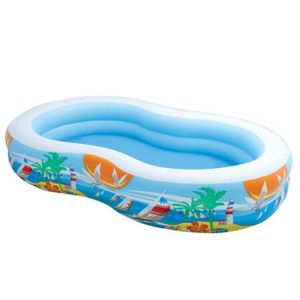 PATAUGEOIRE Piscine Enfant Rectangulaire - PARIS PRIX - Paradise Lagoon - 572L - Bleu