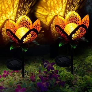 LAMPE DE JARDIN  Lot De 2 Grandes Lampes Solaires De Jardin En Méta